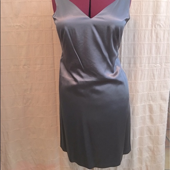 GAP Satin Smokey Gray Lined Cocktail Dress - Picture 2 of 7